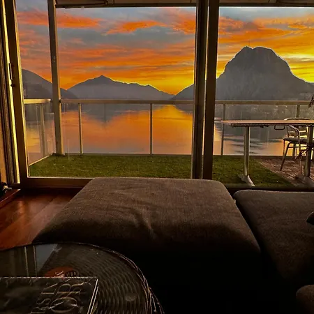Attico Con Vista Panoramica Sul Lago - Due Camere Lugano Exterior photo